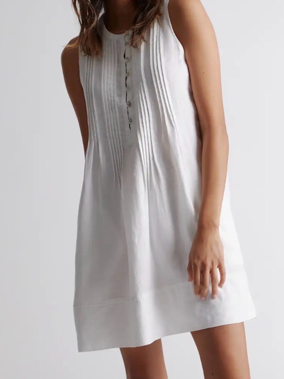 Quince White Linen Swing Sleeveless Dress